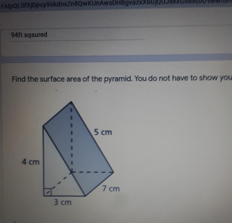 Find the surface area of the pyramid. You do not have to show your work. ​-example-1