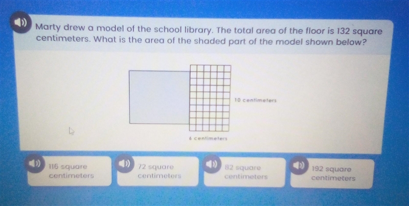 Marty drew a model of the school library, the total area of the floor is 132 square-example-1