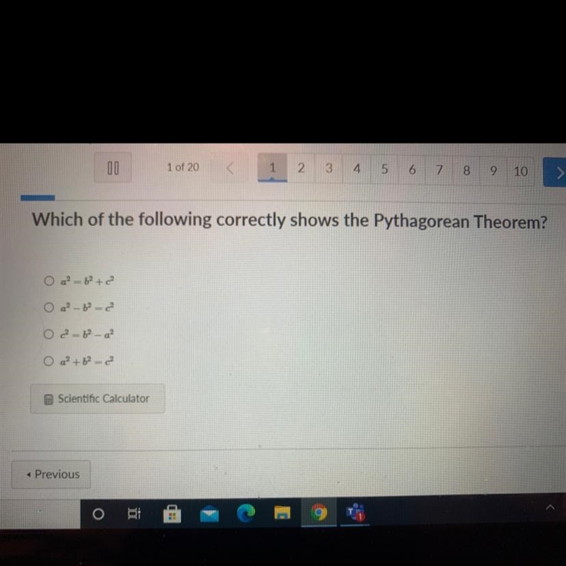 Which of the following correctly shows the Pythagorean theorem?-example-1