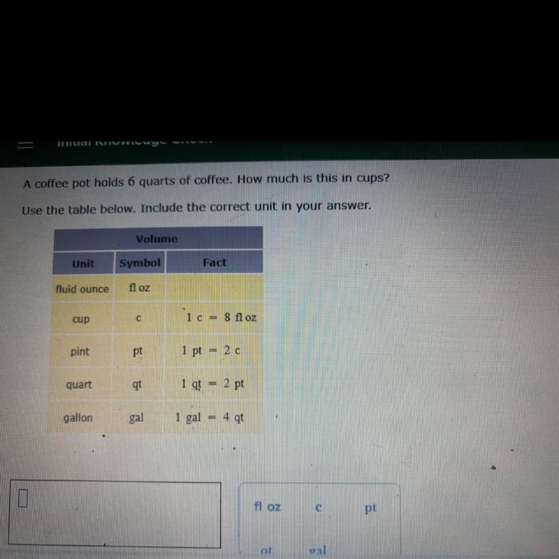 Please help if this doesn’t make sense i added picture A coffee pot holds 6 quarts-example-1