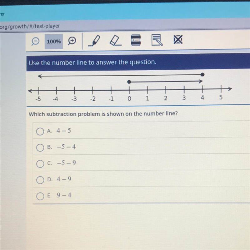 Use the number line to ans + -4 + + + -1 0 1 ++ 4 5 -5 -3 -2. N- 2 3 Which subtraction-example-1