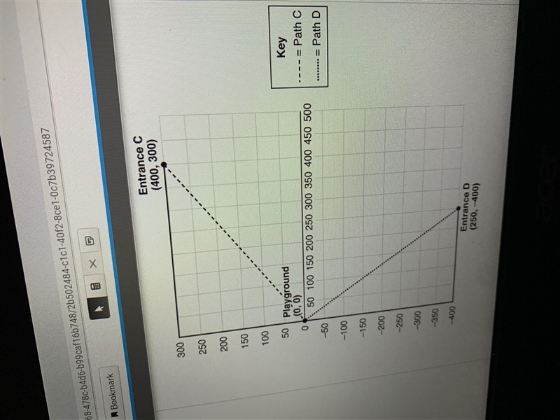 How much longer is path c than path d?-example-1