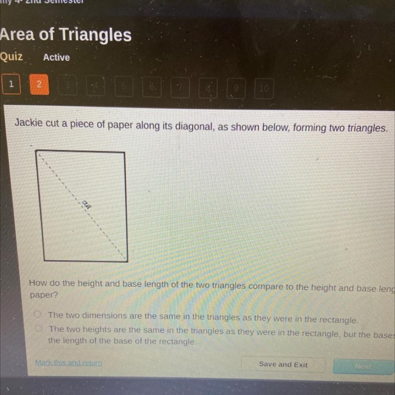 BKS at a piece of paper along as diagonal, as shown below, towing two tendes How do-example-1