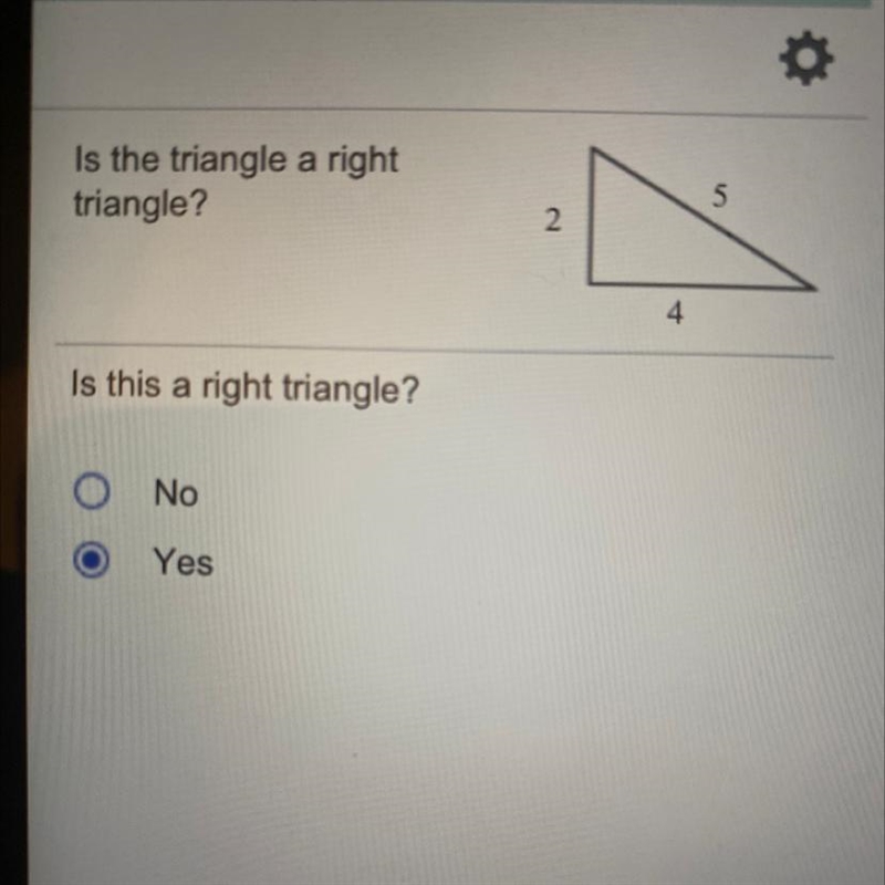 Is the triangle right triangle?-example-1