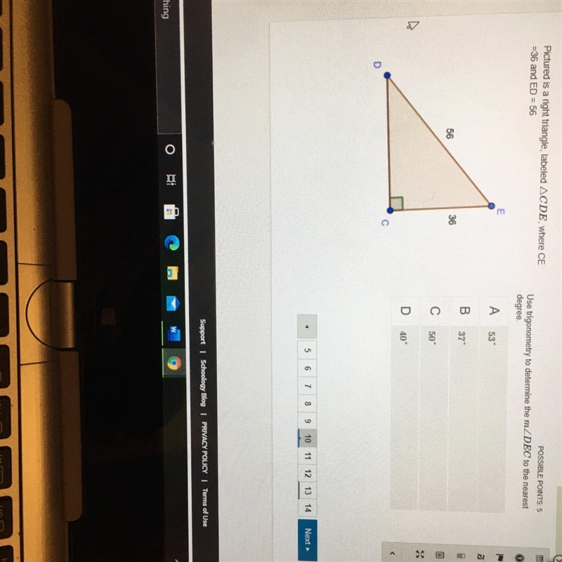 Use trigonometry to determine the m>DEC to the nearest degree-example-1