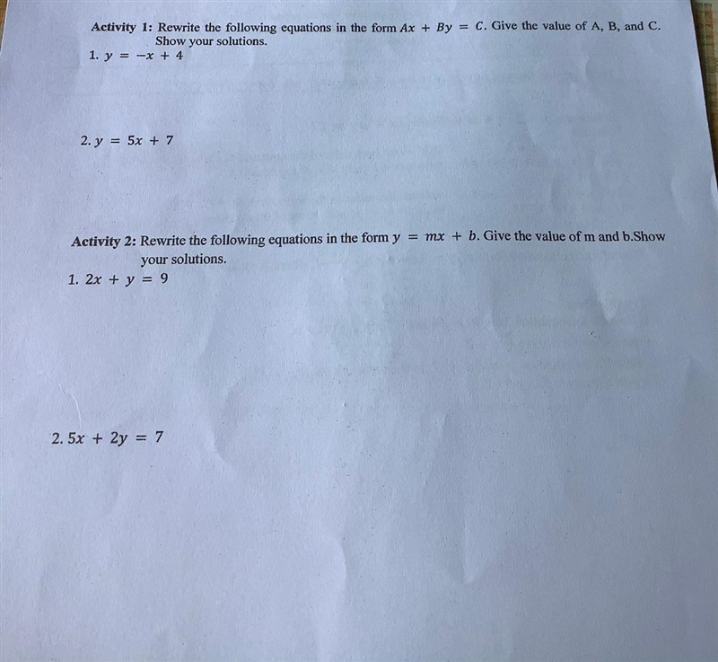 Competency: Write the linear equations Ax + By = C. Give the value of A,B, and C,.-example-1