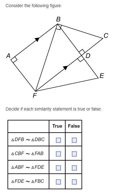 Consider the following figure. Decide if each similarity statement is true or false-example-1