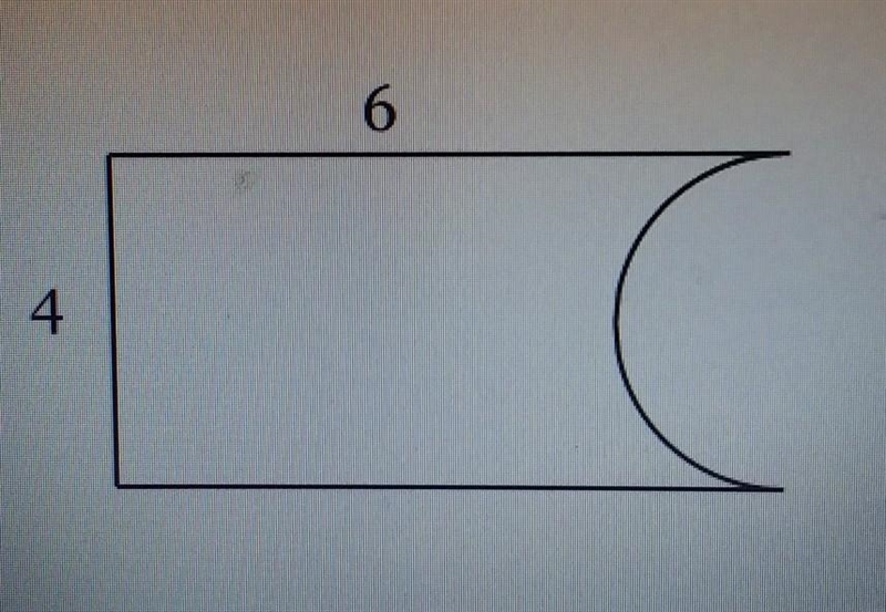 find the area of the figure below composed of a rectangle with a semicircle removed-example-1