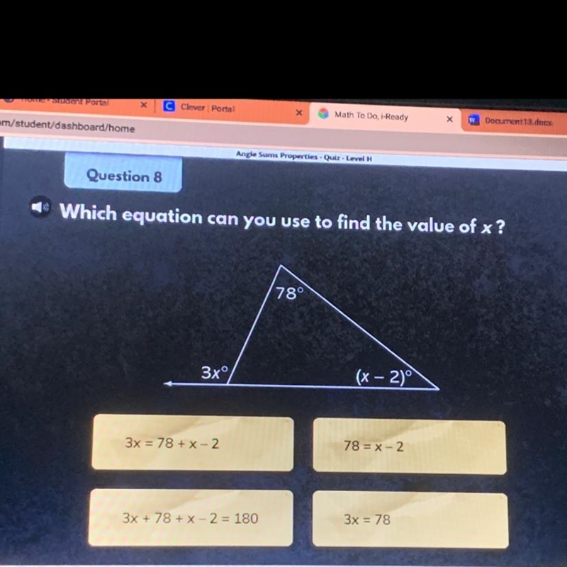 HELP PLEASE Which equation can you use to find the value of x?-example-1