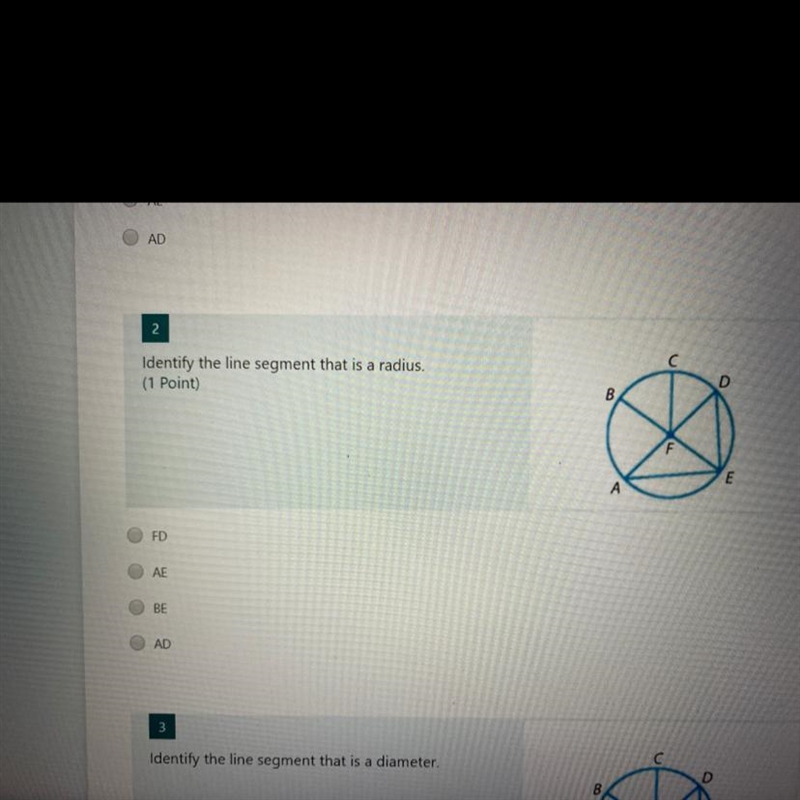 Identify the line segment that is a radius.-example-1