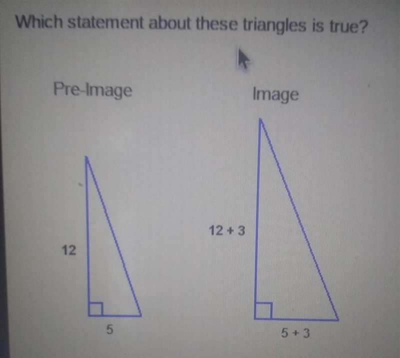 Which statement about these triangles is true?​-example-1