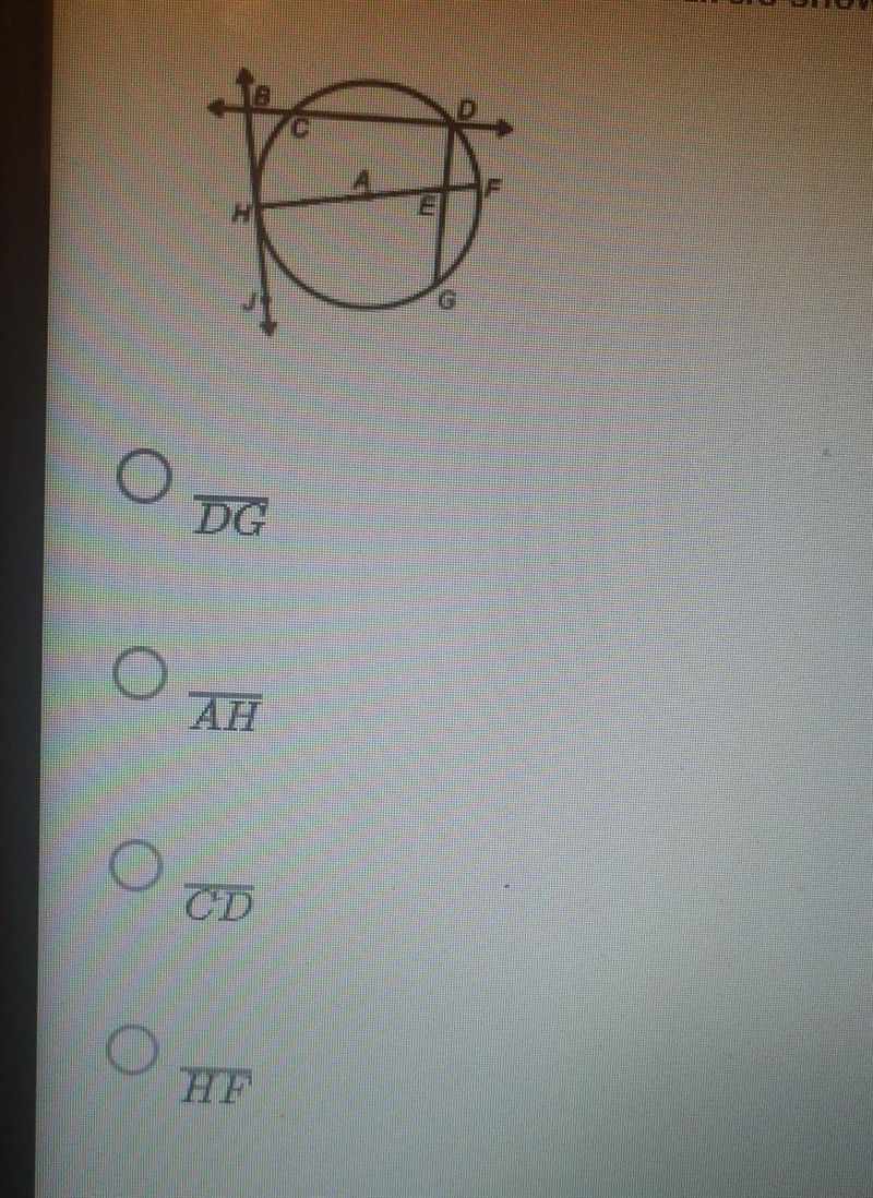 Identify the diameter and the circle shown​-example-1