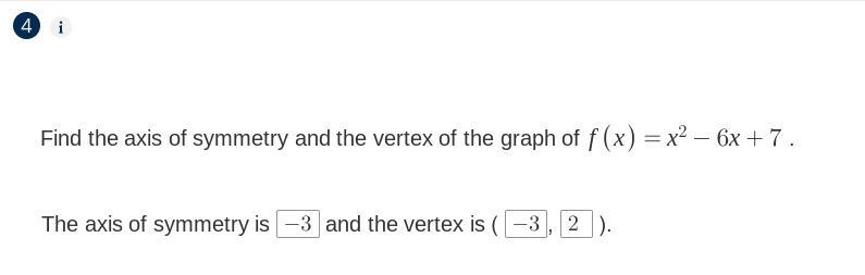 Find the axis of symmetry and the vertex of the graph (Desmos)-example-1