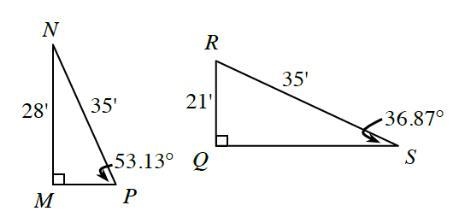 Are the triangles to the right congruent? EXPLAIN YOUR ANSWER-example-1