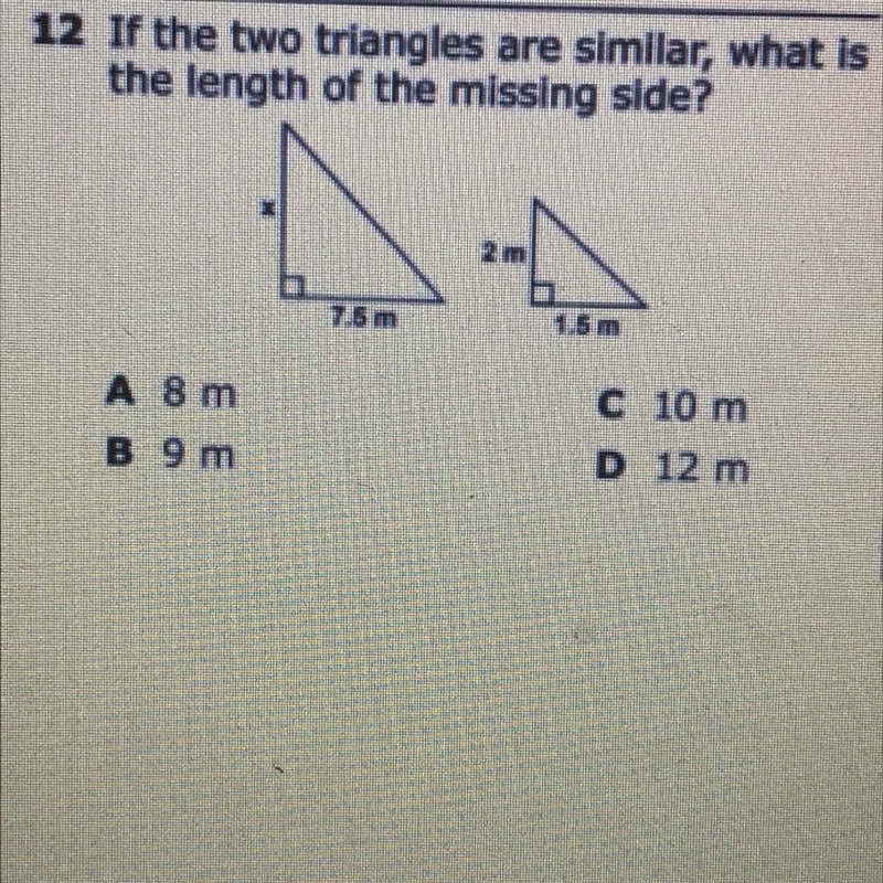 If the two triangles are similar,what is the length of the missing side?-example-1