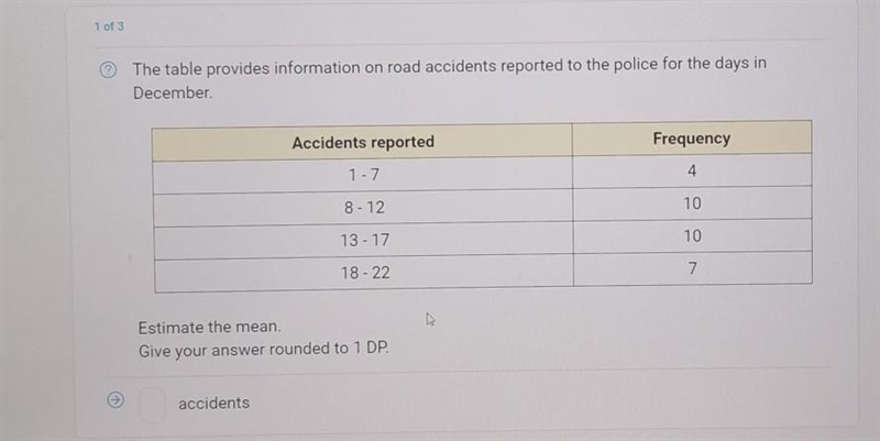 Of 3 The table provides information on road accidents reported to the police for the-example-1