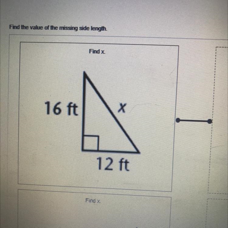 Find x 16 ft х 12 ft-example-1