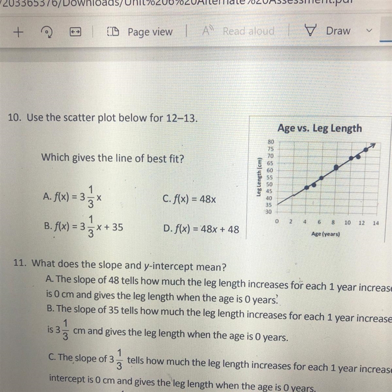 Which gives the line of best fit?-example-1