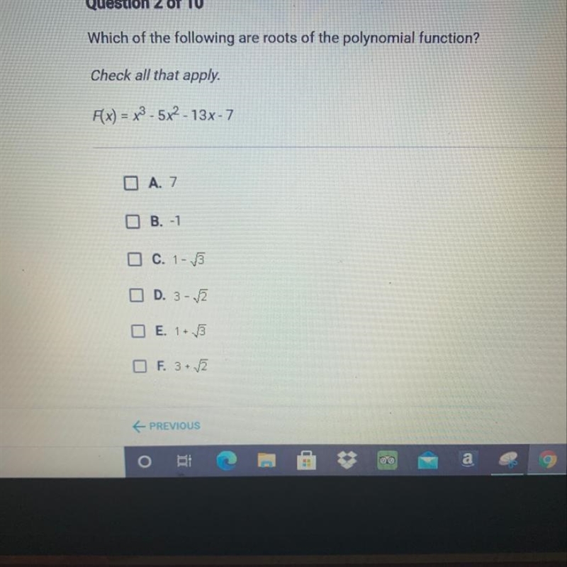 Which of the following are roots of the polynomial function-example-1