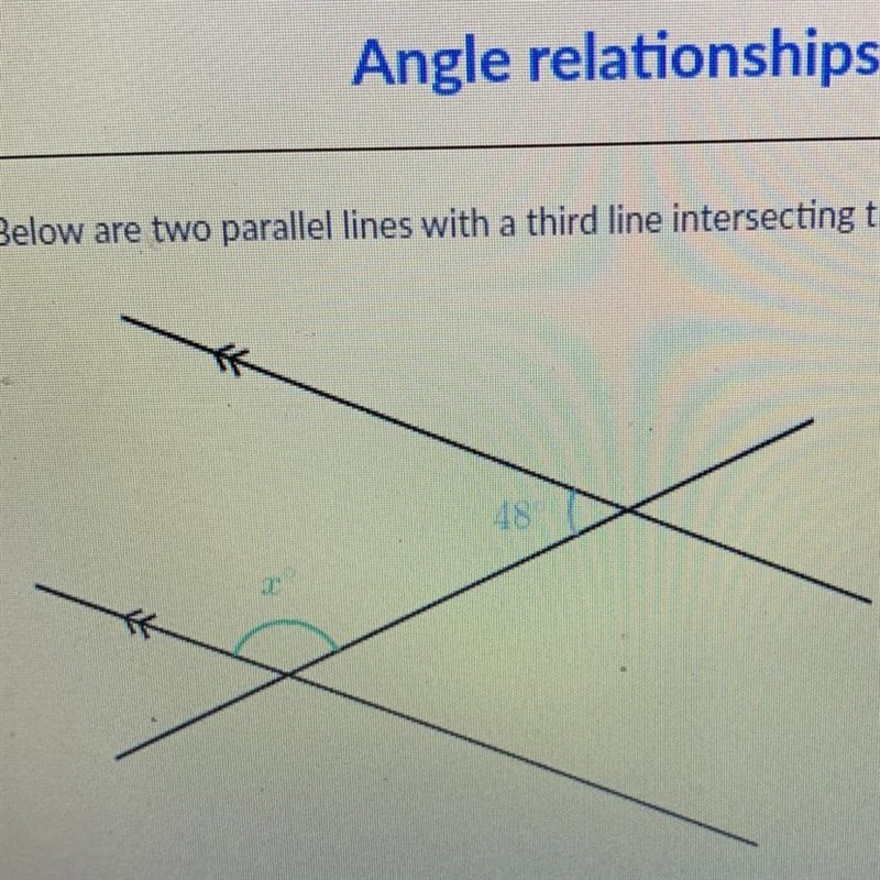 Below are two parallel lines with a third line intersecting them.-example-1