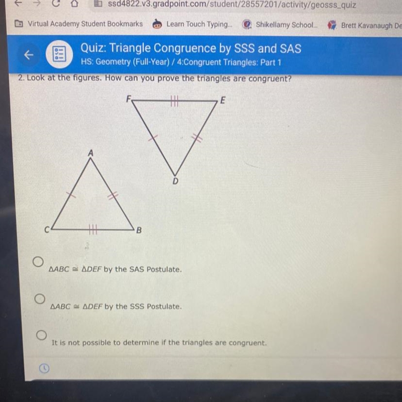 Look at the figures how can u prove the triangles are congruent is it A) B) C)-example-1