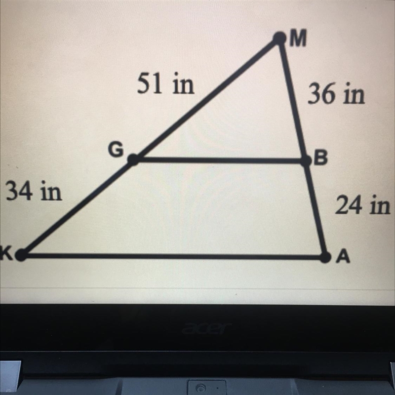 Determine whether GB is parallel to KA. Justify why or why not.-example-1