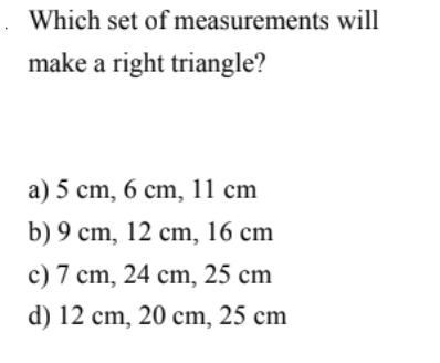 Answer all the questions, just the answers, it's pythagorean theorem, plssss helpppp-example-1