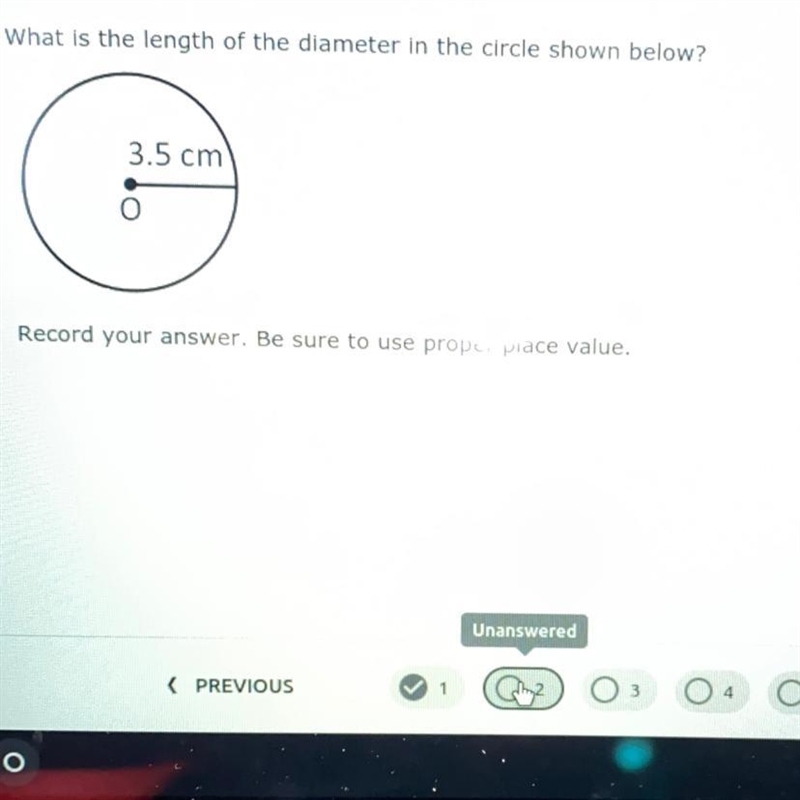 What is the length if the diameter in the circle shown below?-example-1