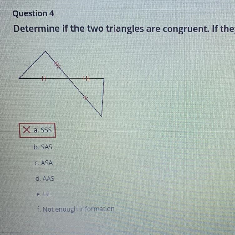 Determine if the two triangles are congruent. If they are, state how you know.-example-1