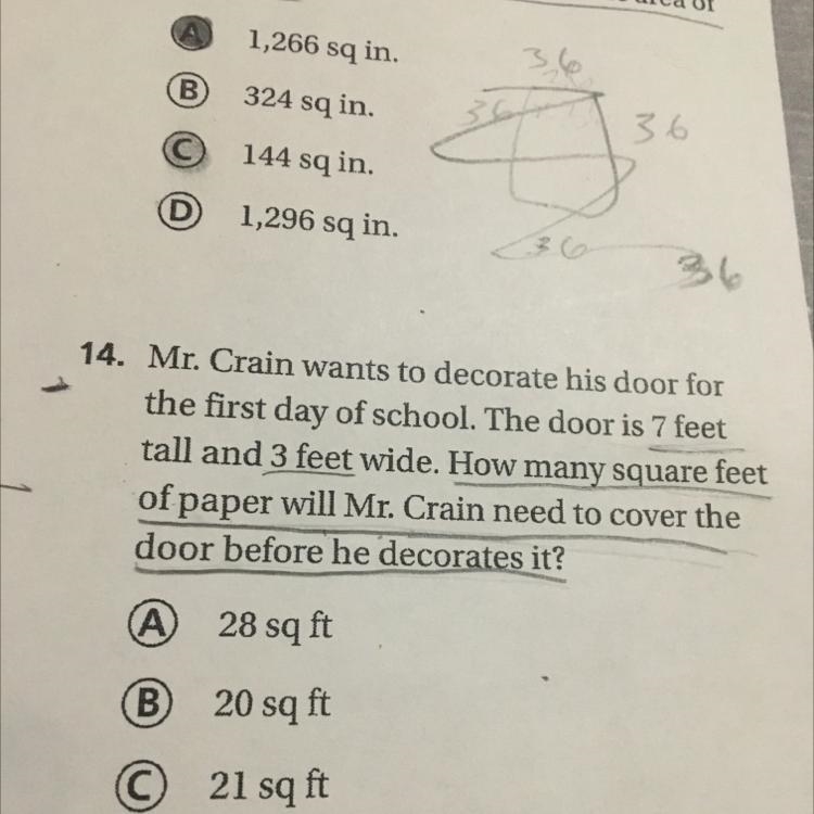 14. Mr. Crain wants to decorate his door for the first day of school. The door is-example-1