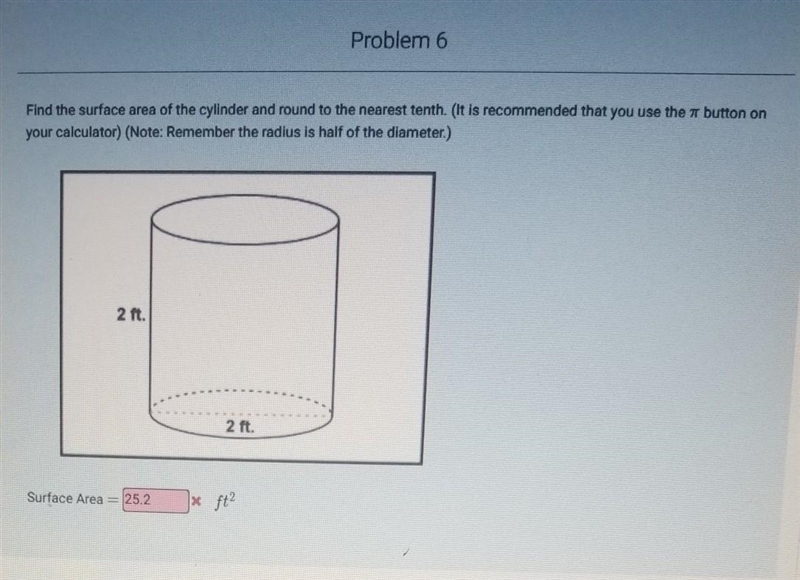 HELP PLEASE !! find the surface area of the cylinder and round it to the nearest tenth-example-1