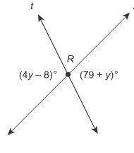 The lines s and t intersect at point R. What is the value of y? Enter your answer-example-1