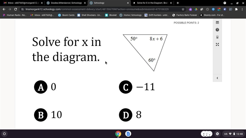 I'm honestly sorry that I'm asking so many questions. Solve for X in the Diagram.-example-1