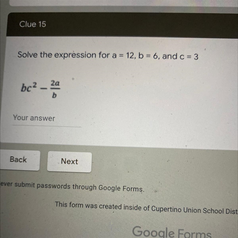 Solve the expression for a=12 , b=6 and c=3-example-1