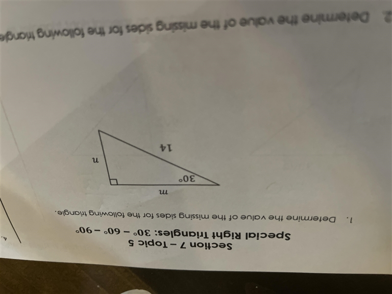 Determine the value of the missing sides for the following triangle-example-1