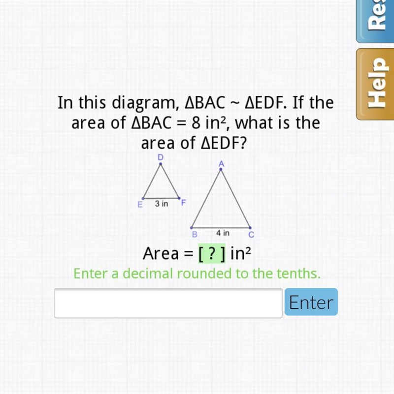 What is the area of triangle EDF?-example-1