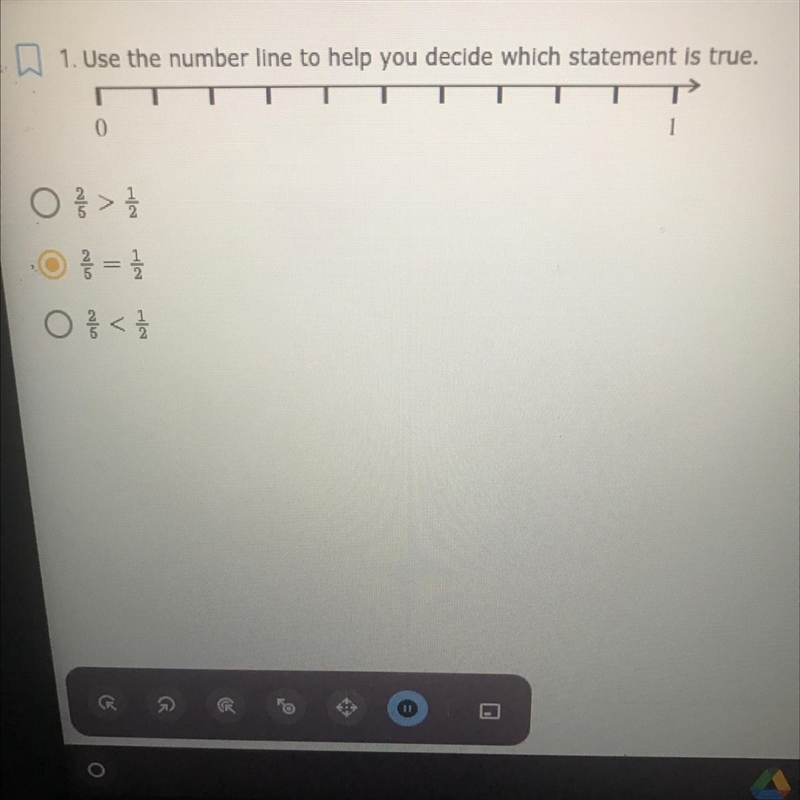 1. Use the number line to help you decide which statement is true.-example-1