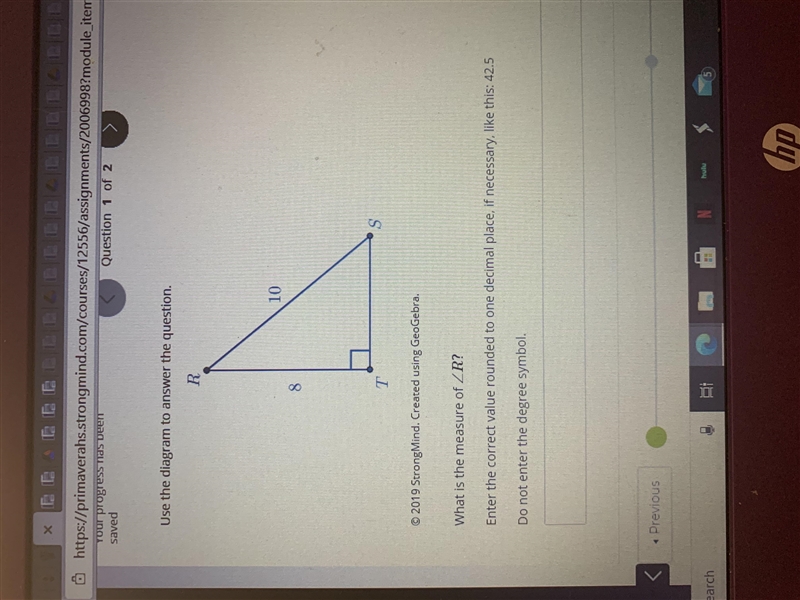 What is the measure of ∠R?-example-1