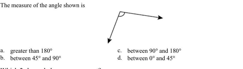 Please help me in math. The measure of the angle shown is....-example-1