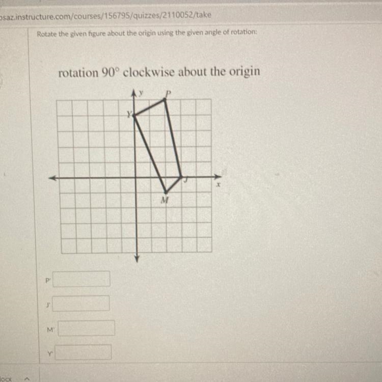 Rotate the given figure about the origin using the given angle.-example-1