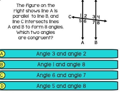 Figure on the right shows line A is parallel to line B and line C intersects lines-example-1