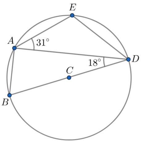 What is the measurement of arc BE?-example-1