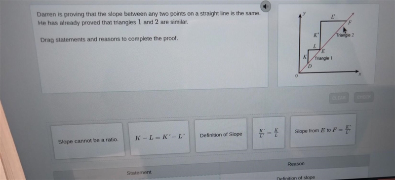 darren is proving that the slopr between any two points on a straight line is the-example-1