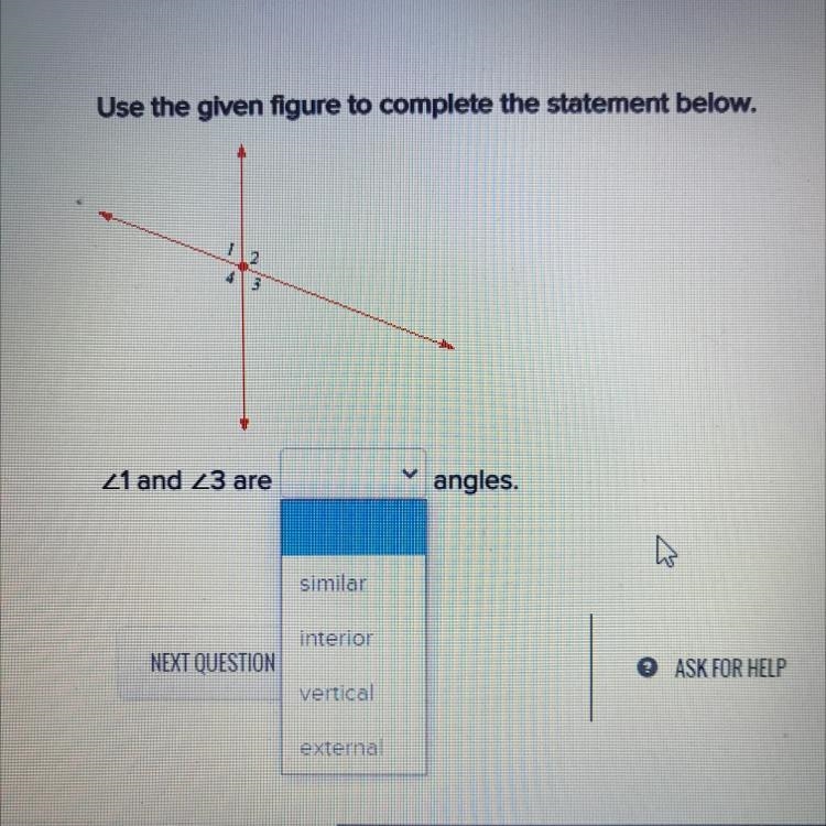 Angle 1 and angle 3 are ___ angles.-example-1