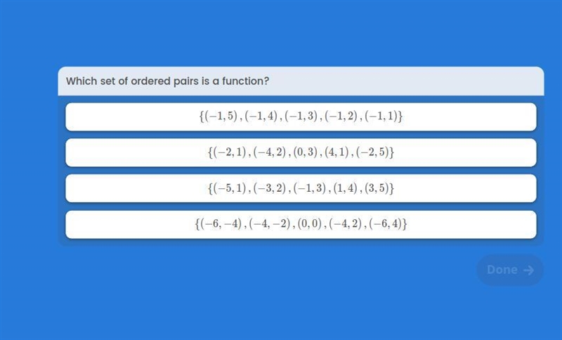 Which set of ordered pairs is a function?-example-1