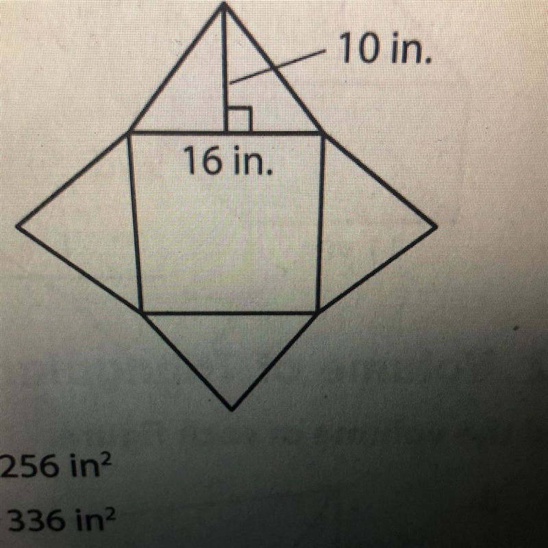 What is the total surface area of the square pyramid whose net is shown? please help-example-1