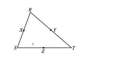 What 2 conditions must be met for Segment XY to be the Midsegment of Triangle SRT-example-1