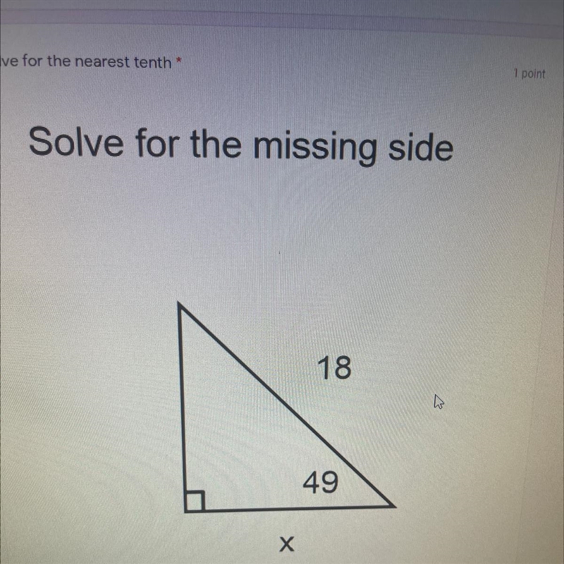 Solve for the nearest tenth Solve for the missing side-example-1