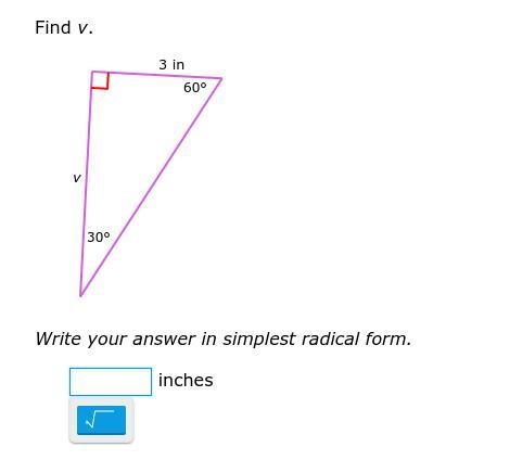 Find v. Write your answer in simplest radical form.-example-1