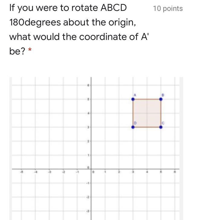 If you were to rotate ABCD 180degrees about the origin, what would the coordinate-example-1